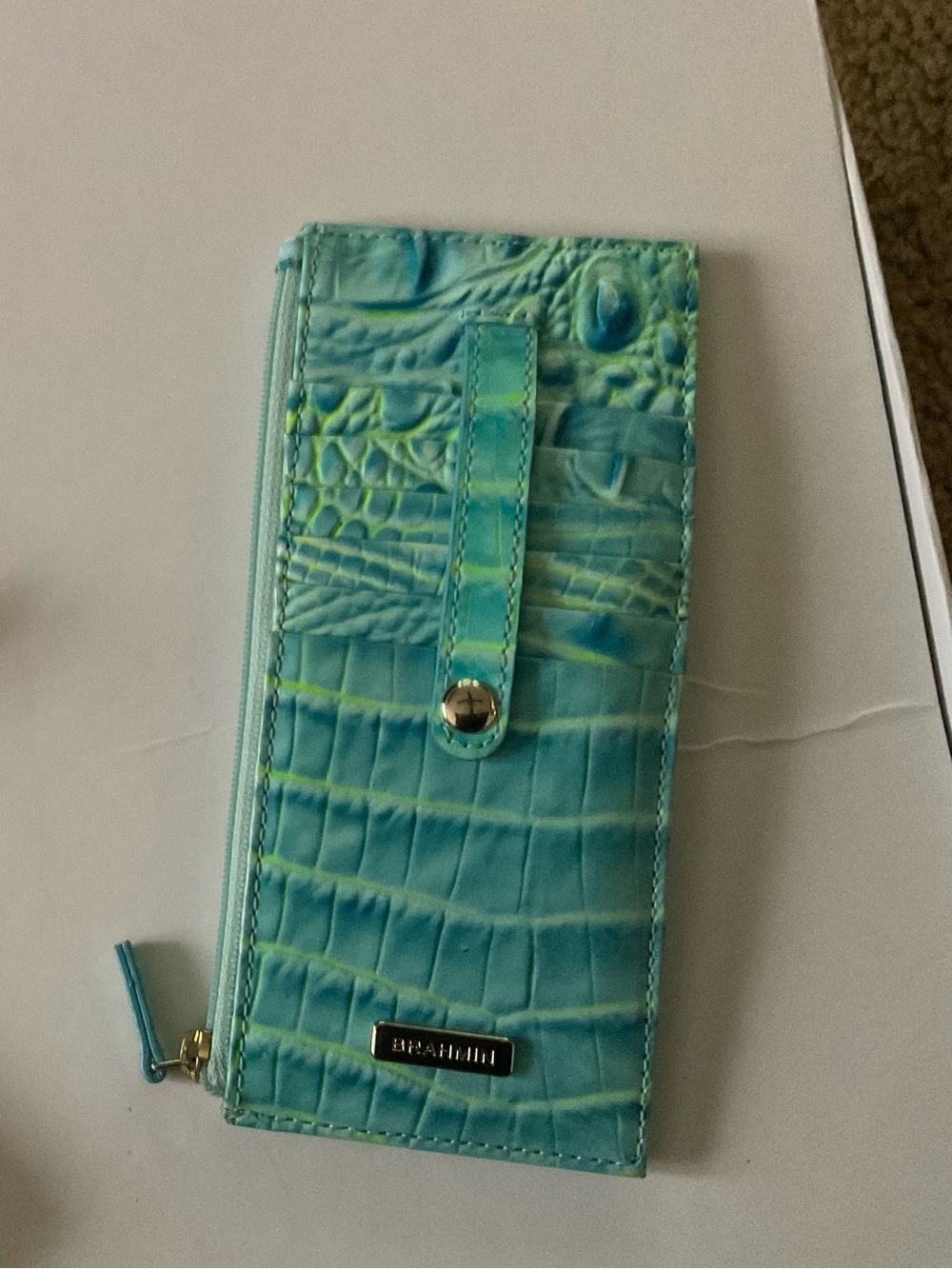EUC Brahmin Tea Collection Turquoise Croc-Embossed Wallet!